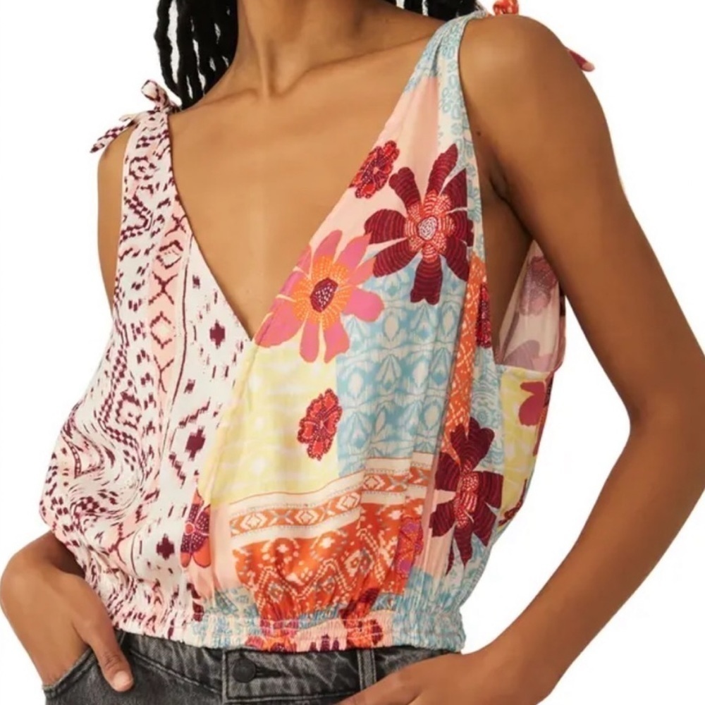 Free People Tied To You Tank Top In Tropical Combo